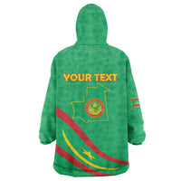 Personalized Mauritania Independence Day Wearable Blanket Hoodie Coat Of Arms With Map - Wonder Print Shop