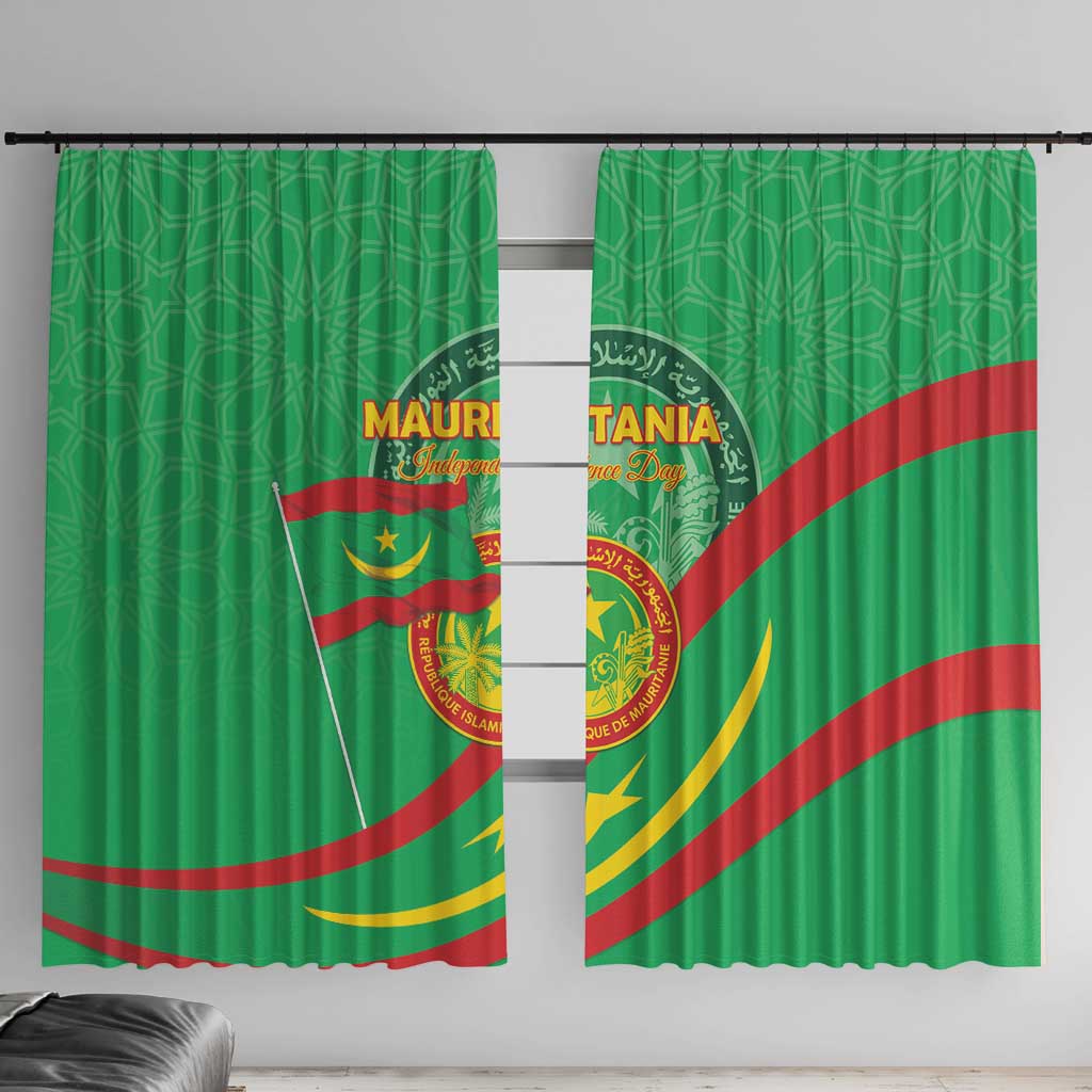 Mauritania Independence Day Window Curtain Coat Of Arms With Map - Wonder Print Shop