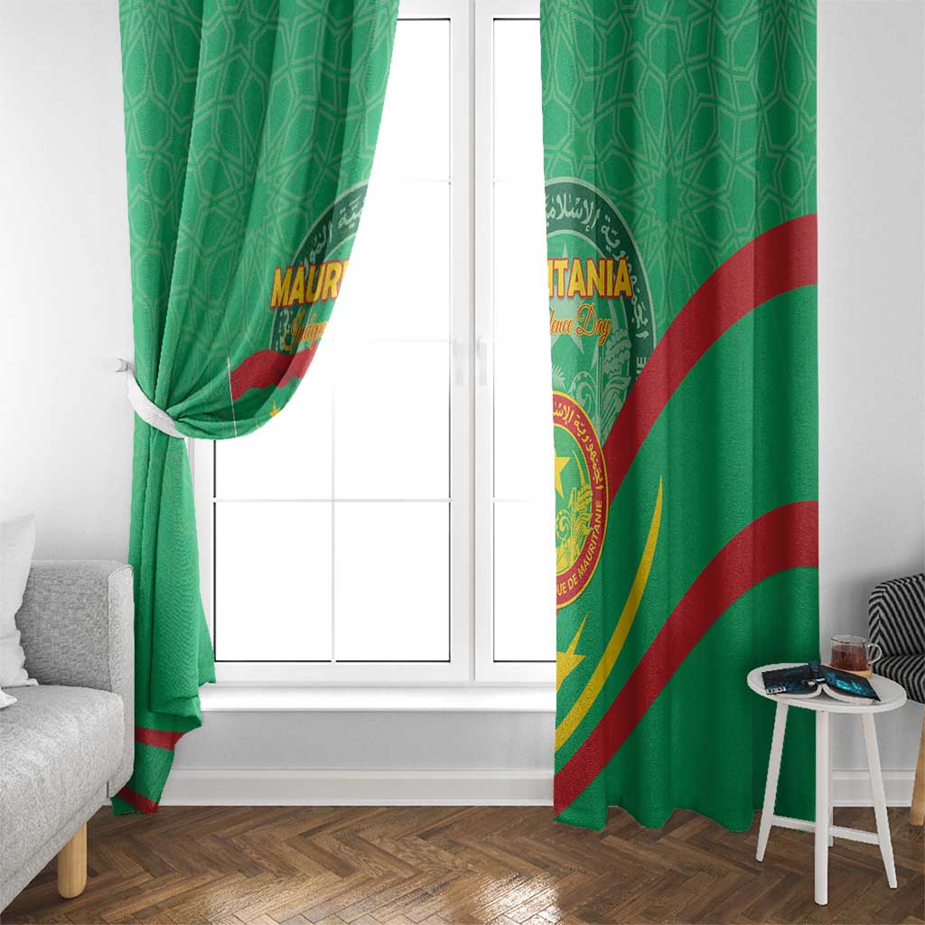 Mauritania Independence Day Window Curtain Coat Of Arms With Map - Wonder Print Shop