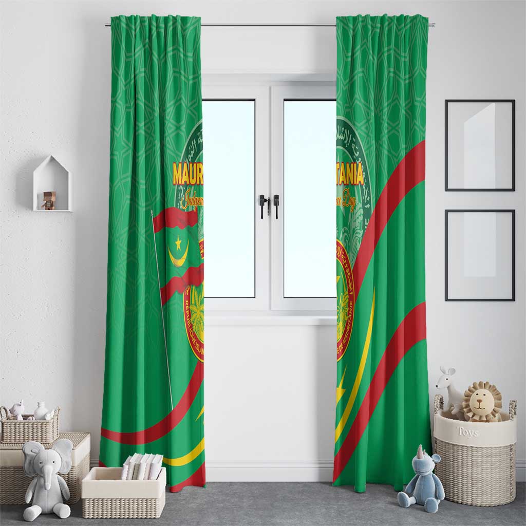 Mauritania Independence Day Window Curtain Coat Of Arms With Map - Wonder Print Shop