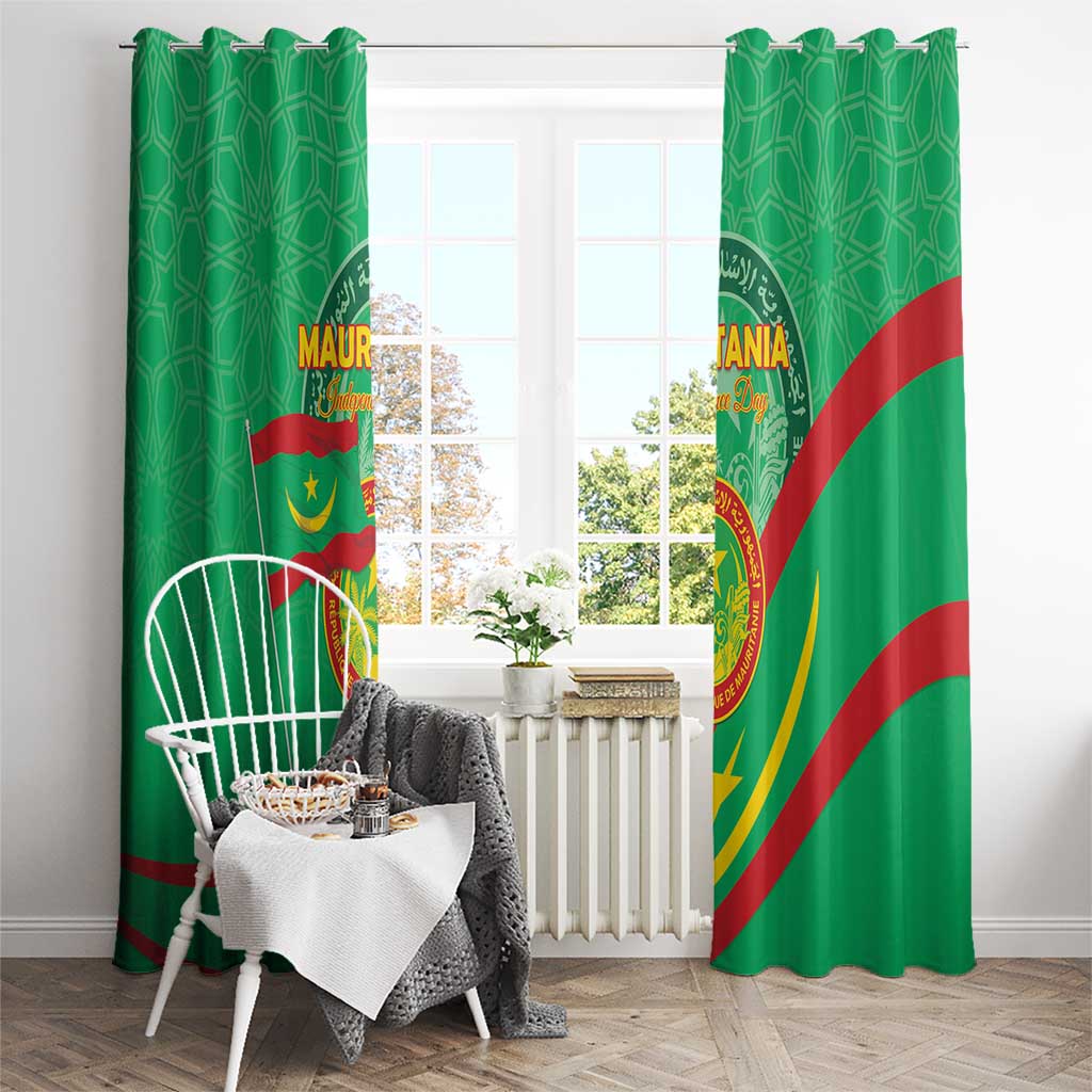Mauritania Independence Day Window Curtain Coat Of Arms With Map - Wonder Print Shop