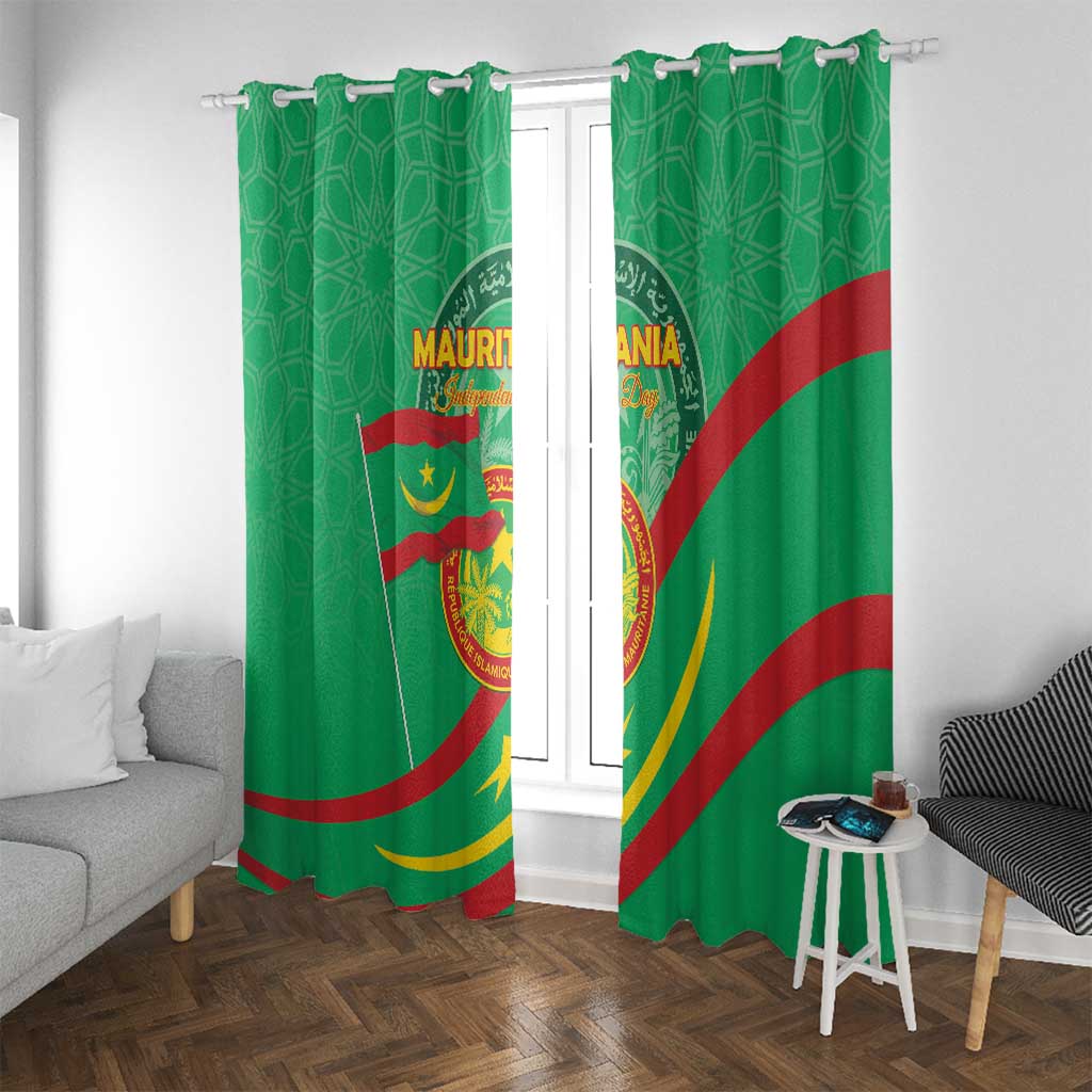 Mauritania Independence Day Window Curtain Coat Of Arms With Map - Wonder Print Shop