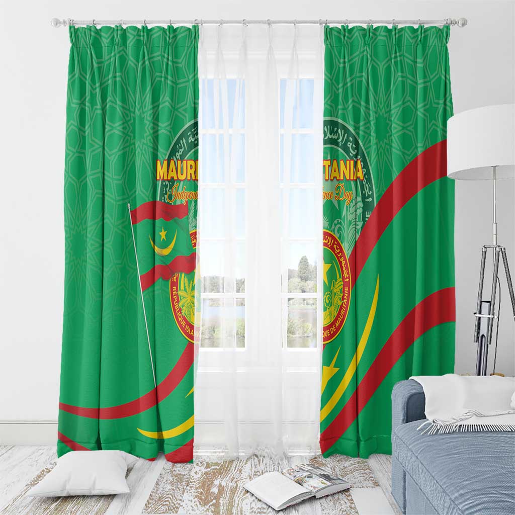 Mauritania Independence Day Window Curtain Coat Of Arms With Map - Wonder Print Shop