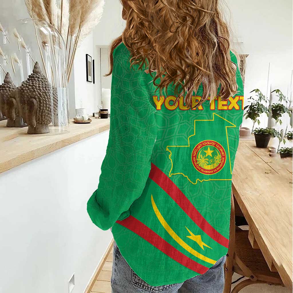 Personalized Mauritania Independence Day Women Casual Shirt Coat Of Arms With Map - Wonder Print Shop