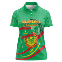 Personalized Mauritania Independence Day Women Polo Shirt Coat Of Arms With Map - Wonder Print Shop