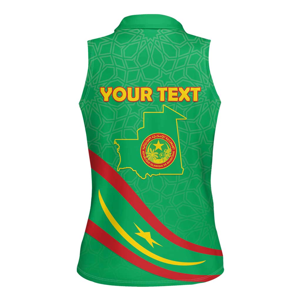 Personalized Mauritania Independence Day Women Sleeveless Polo Shirt Coat Of Arms With Map - Wonder Print Shop