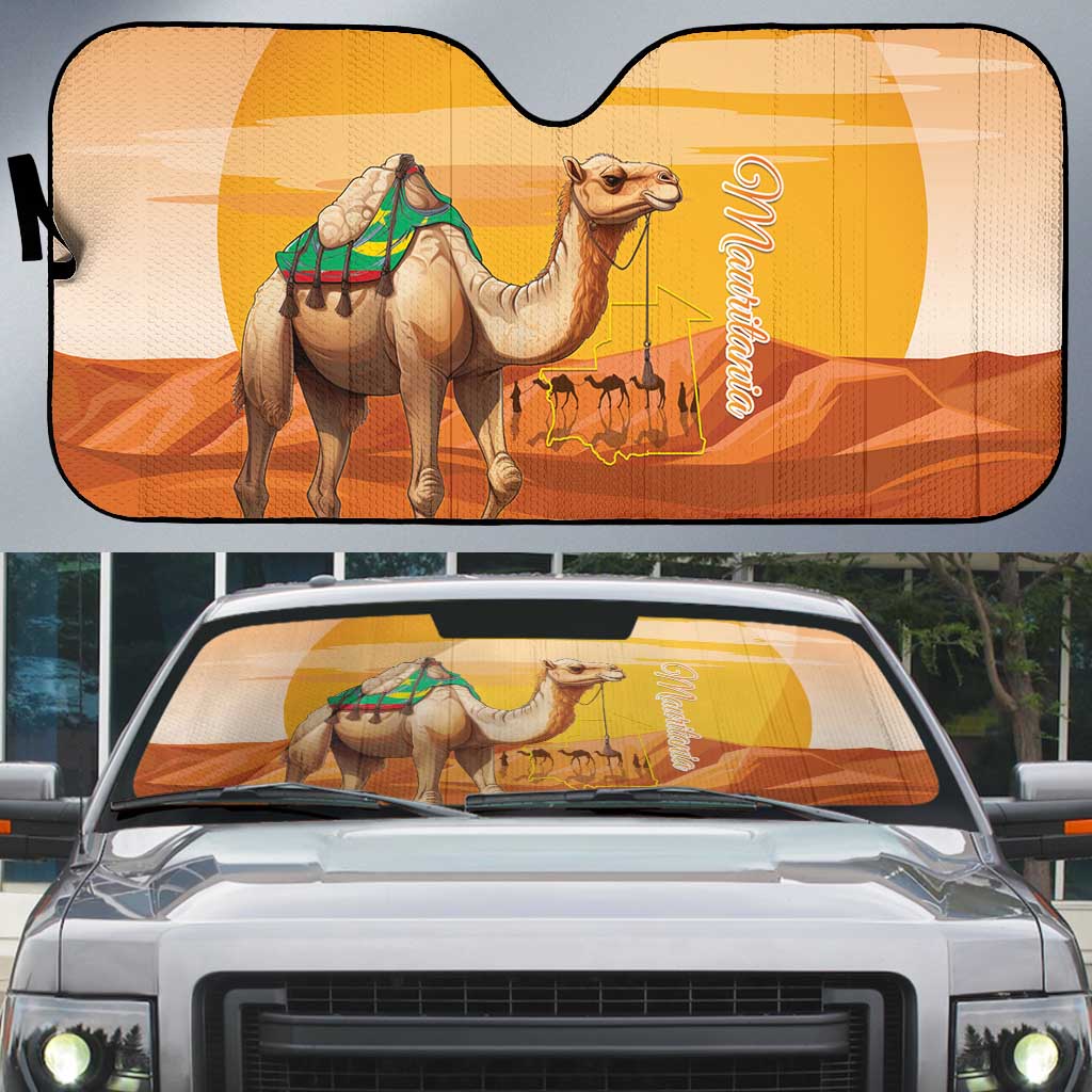 Mauritania Sahara Auto Sun Shade Camel With Map - Wonder Print Shop
