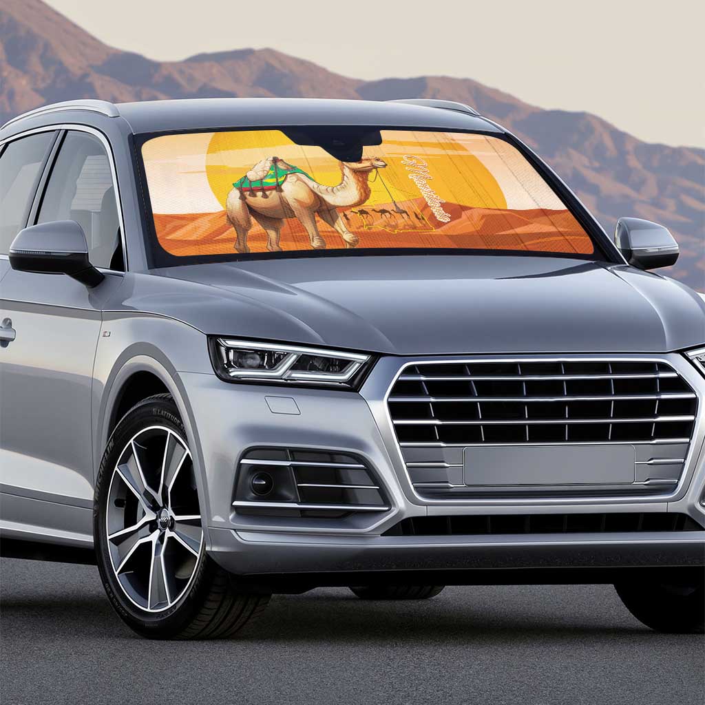 Mauritania Sahara Auto Sun Shade Camel With Map - Wonder Print Shop