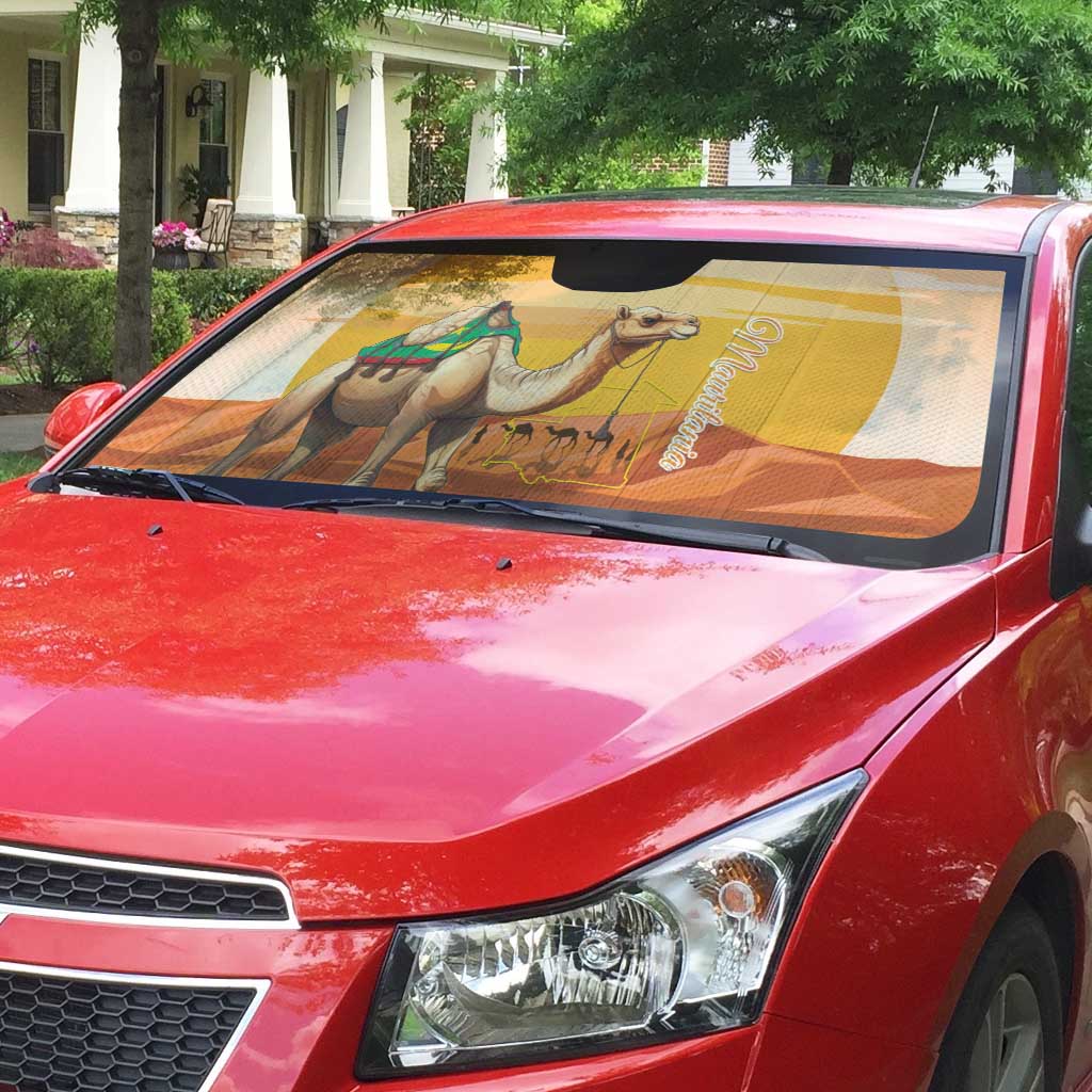 Mauritania Sahara Auto Sun Shade Camel With Map - Wonder Print Shop