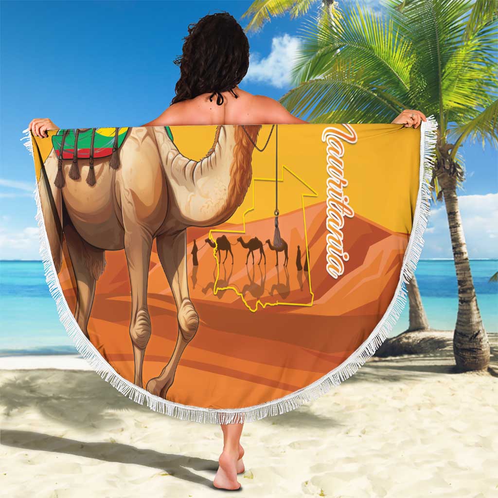 Mauritania Sahara Beach Blanket Camel With Map - Wonder Print Shop