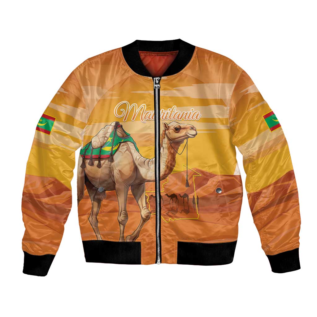 Personalized Mauritania Sahara Bomber Jacket Camel With Map - Wonder Print Shop