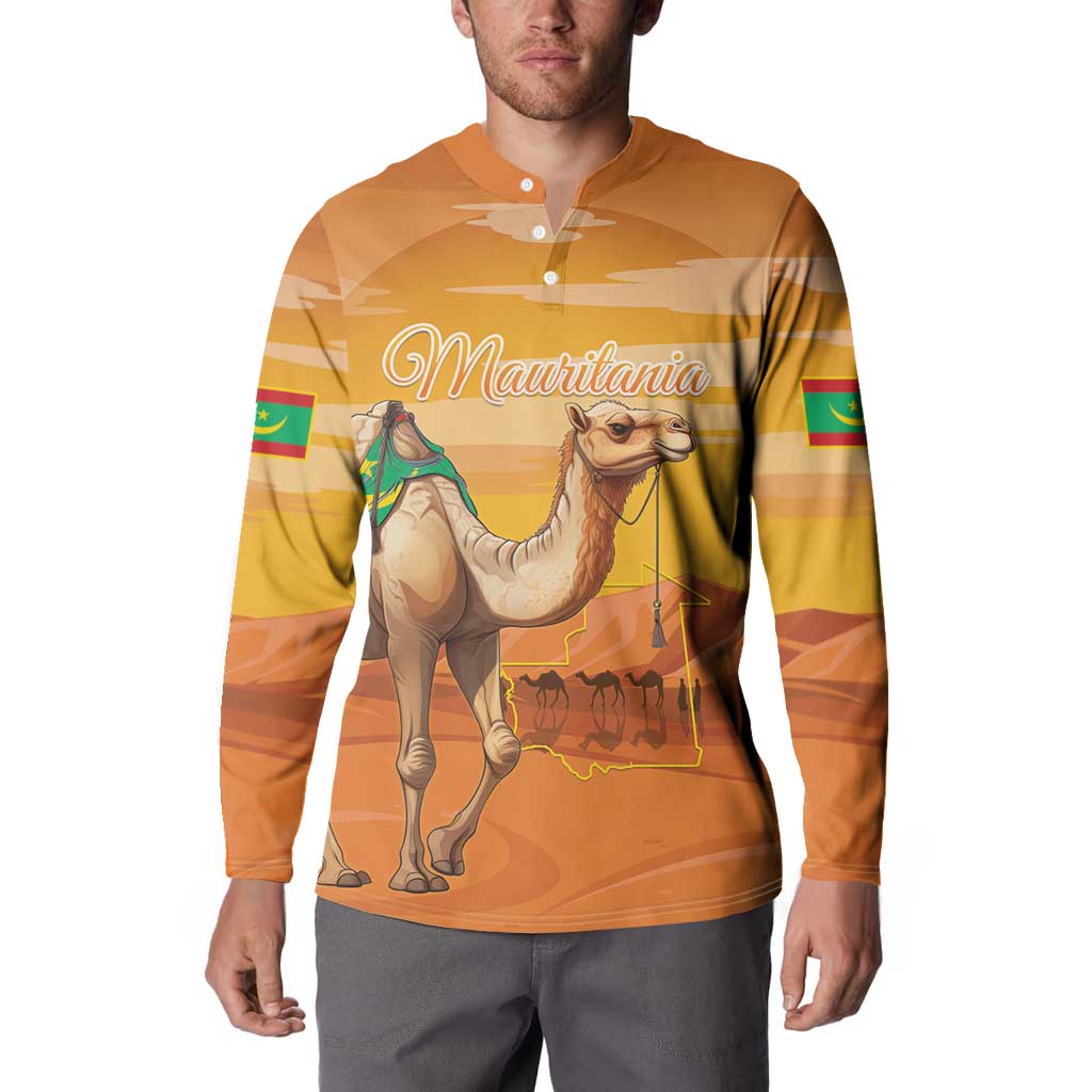 Personalized Mauritania Sahara Button Sweatshirt Camel With Map - Wonder Print Shop