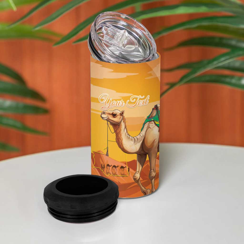 Personalized Mauritania Sahara 4 in 1 Can Cooler Tumbler Camel With Map - Wonder Print Shop