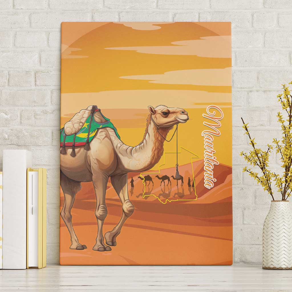 Mauritania Sahara Canvas Wall Art Camel With Map - Wonder Print Shop