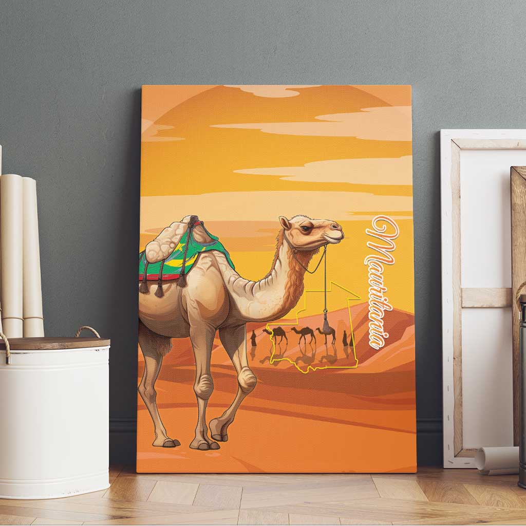 Mauritania Sahara Canvas Wall Art Camel With Map - Wonder Print Shop