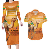 Personalized Mauritania Sahara Couples Matching Long Sleeve Bodycon Dress and Hawaiian Shirt Camel With Map - Wonder Print Shop