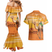 Personalized Mauritania Sahara Couples Matching Mermaid Dress and Hawaiian Shirt Camel With Map - Wonder Print Shop