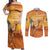 Personalized Mauritania Sahara Couples Matching Off Shoulder Maxi Dress and Long Sleeve Button Shirt Camel With Map - Wonder Print Shop