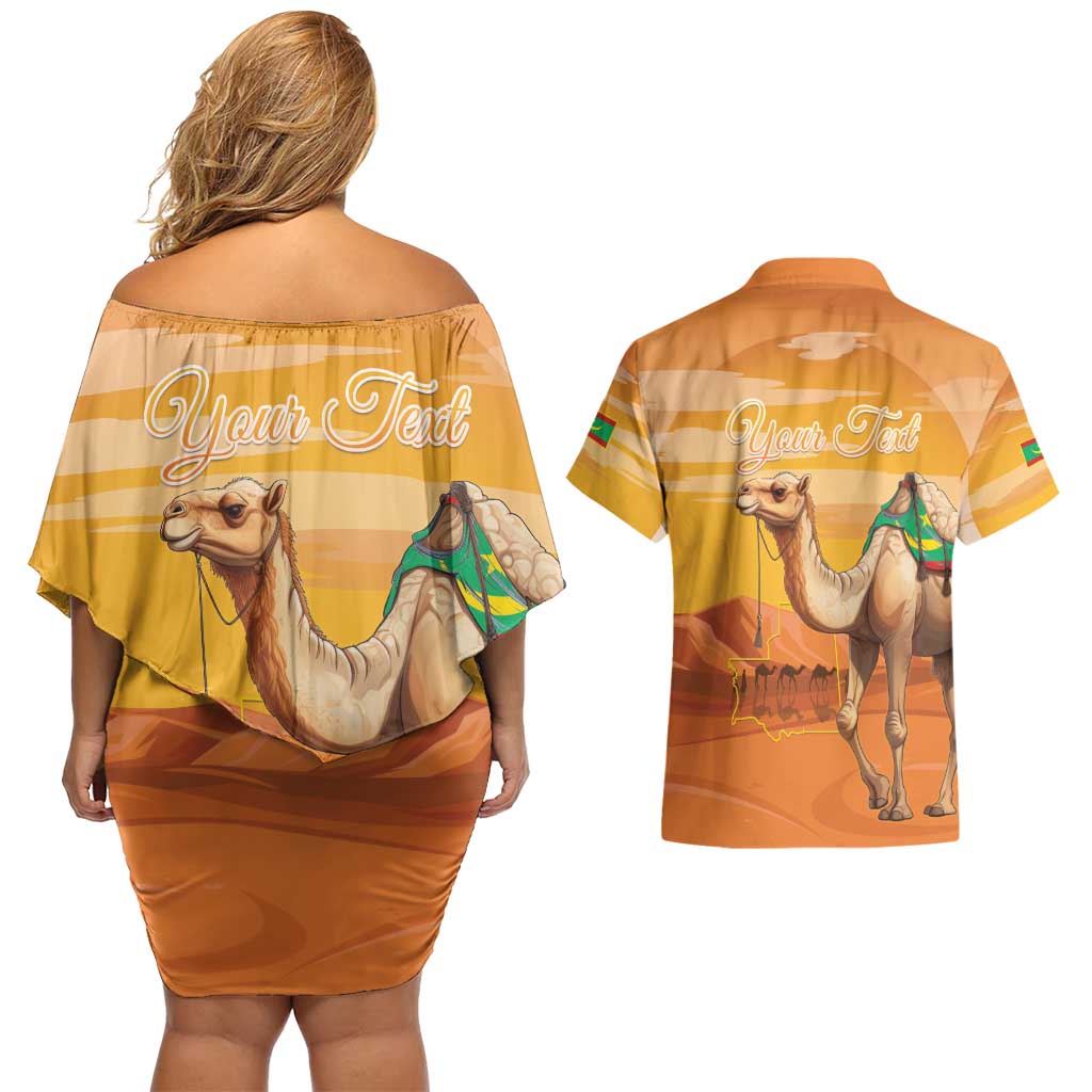 Personalized Mauritania Sahara Couples Matching Off Shoulder Short Dress and Hawaiian Shirt Camel With Map - Wonder Print Shop
