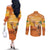 Personalized Mauritania Sahara Couples Matching Off The Shoulder Long Sleeve Dress and Long Sleeve Button Shirt Camel With Map - Wonder Print Shop