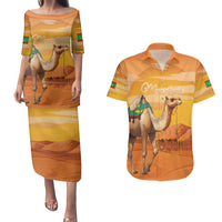 Personalized Mauritania Sahara Couples Matching Puletasi and Hawaiian Shirt Camel With Map - Wonder Print Shop