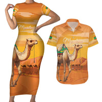 Personalized Mauritania Sahara Couples Matching Short Sleeve Bodycon Dress and Hawaiian Shirt Camel With Map - Wonder Print Shop