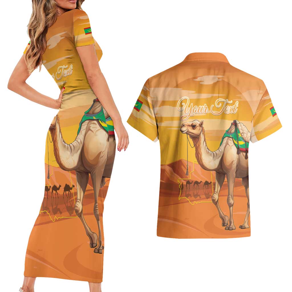 Personalized Mauritania Sahara Couples Matching Short Sleeve Bodycon Dress and Hawaiian Shirt Camel With Map - Wonder Print Shop