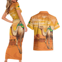 Personalized Mauritania Sahara Couples Matching Short Sleeve Bodycon Dress and Hawaiian Shirt Camel With Map - Wonder Print Shop