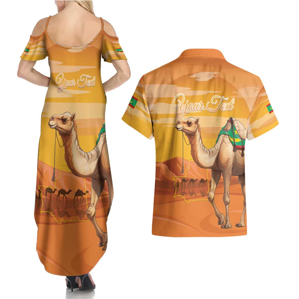 Personalized Mauritania Sahara Couples Matching Summer Maxi Dress and Hawaiian Shirt Camel With Map - Wonder Print Shop