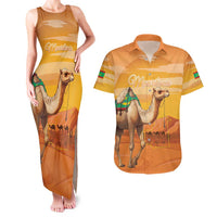 Personalized Mauritania Sahara Couples Matching Tank Maxi Dress and Hawaiian Shirt Camel With Map - Wonder Print Shop