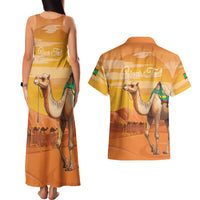 Personalized Mauritania Sahara Couples Matching Tank Maxi Dress and Hawaiian Shirt Camel With Map - Wonder Print Shop