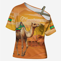 Personalized Mauritania Sahara Cross Shoulder Shirt Camel With Map - Wonder Print Shop