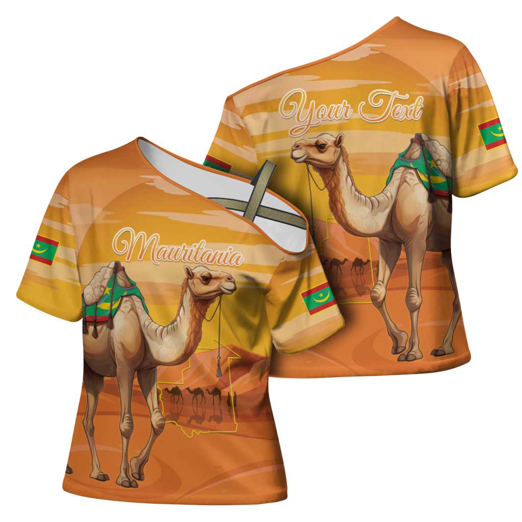 Personalized Mauritania Sahara Cross Shoulder Shirt Camel With Map - Wonder Print Shop