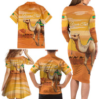 Personalized Mauritania Sahara Family Matching Long Sleeve Bodycon Dress and Hawaiian Shirt Camel With Map - Wonder Print Shop