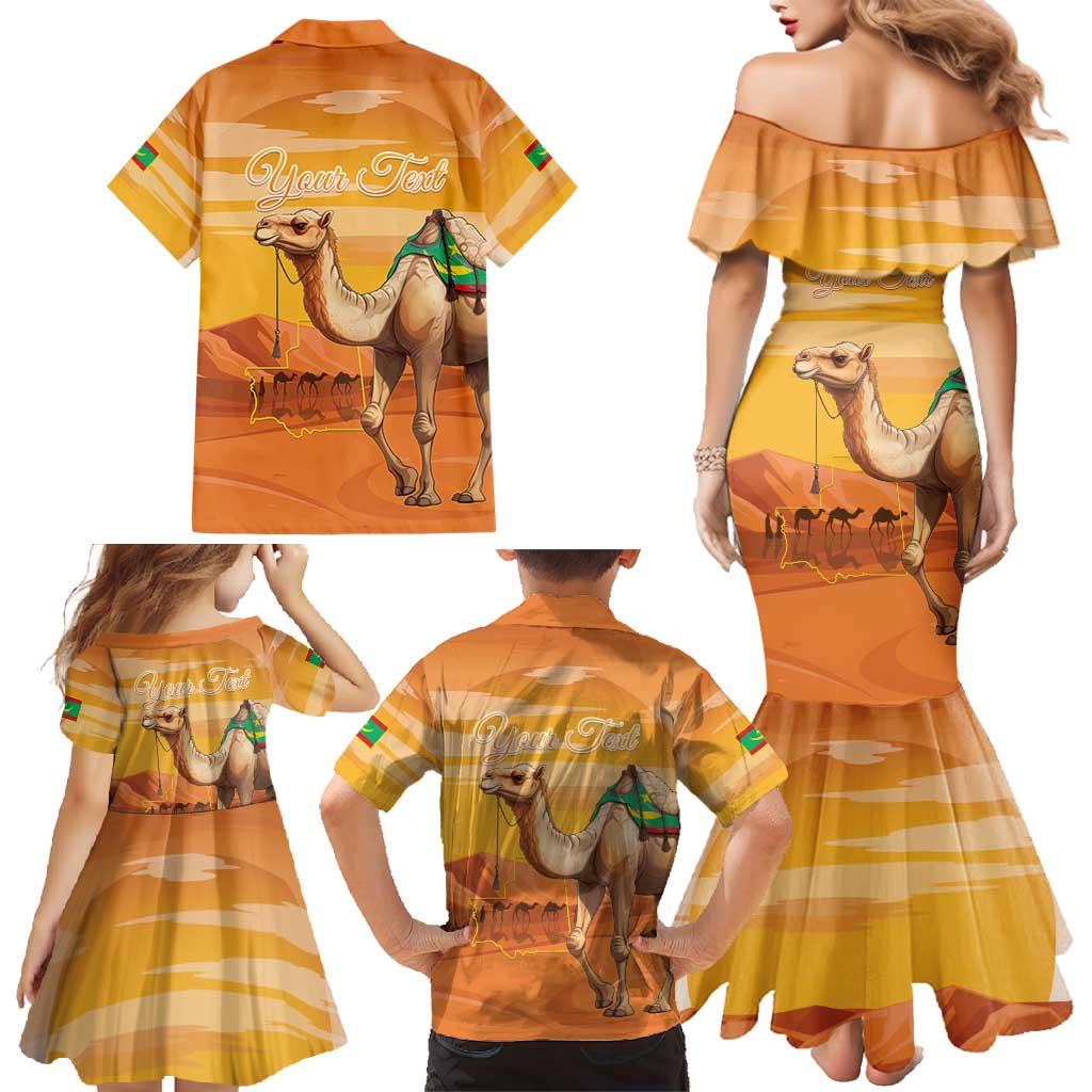 Personalized Mauritania Sahara Family Matching Mermaid Dress and Hawaiian Shirt Camel With Map - Wonder Print Shop