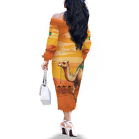Personalized Mauritania Sahara Family Matching Off The Shoulder Long Sleeve Dress and Hawaiian Shirt Camel With Map - Wonder Print Shop