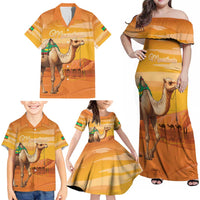 Personalized Mauritania Sahara Family Matching Off Shoulder Maxi Dress and Hawaiian Shirt Camel With Map - Wonder Print Shop