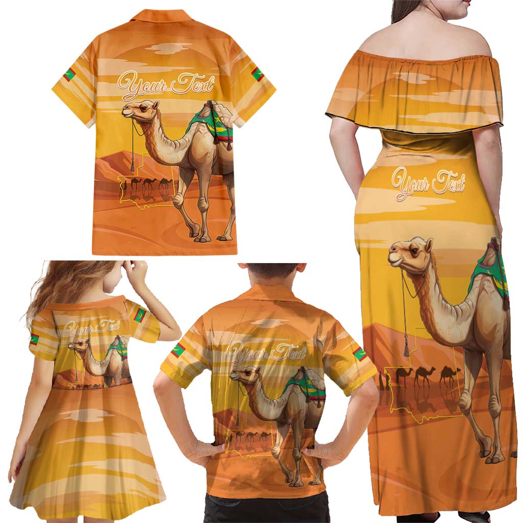Personalized Mauritania Sahara Family Matching Off Shoulder Maxi Dress and Hawaiian Shirt Camel With Map - Wonder Print Shop
