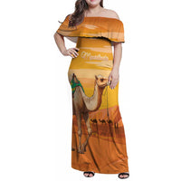 Personalized Mauritania Sahara Family Matching Off Shoulder Maxi Dress and Hawaiian Shirt Camel With Map - Wonder Print Shop