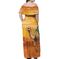 Personalized Mauritania Sahara Family Matching Off Shoulder Maxi Dress and Hawaiian Shirt Camel With Map - Wonder Print Shop