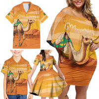 Personalized Mauritania Sahara Family Matching Off Shoulder Short Dress and Hawaiian Shirt Camel With Map - Wonder Print Shop
