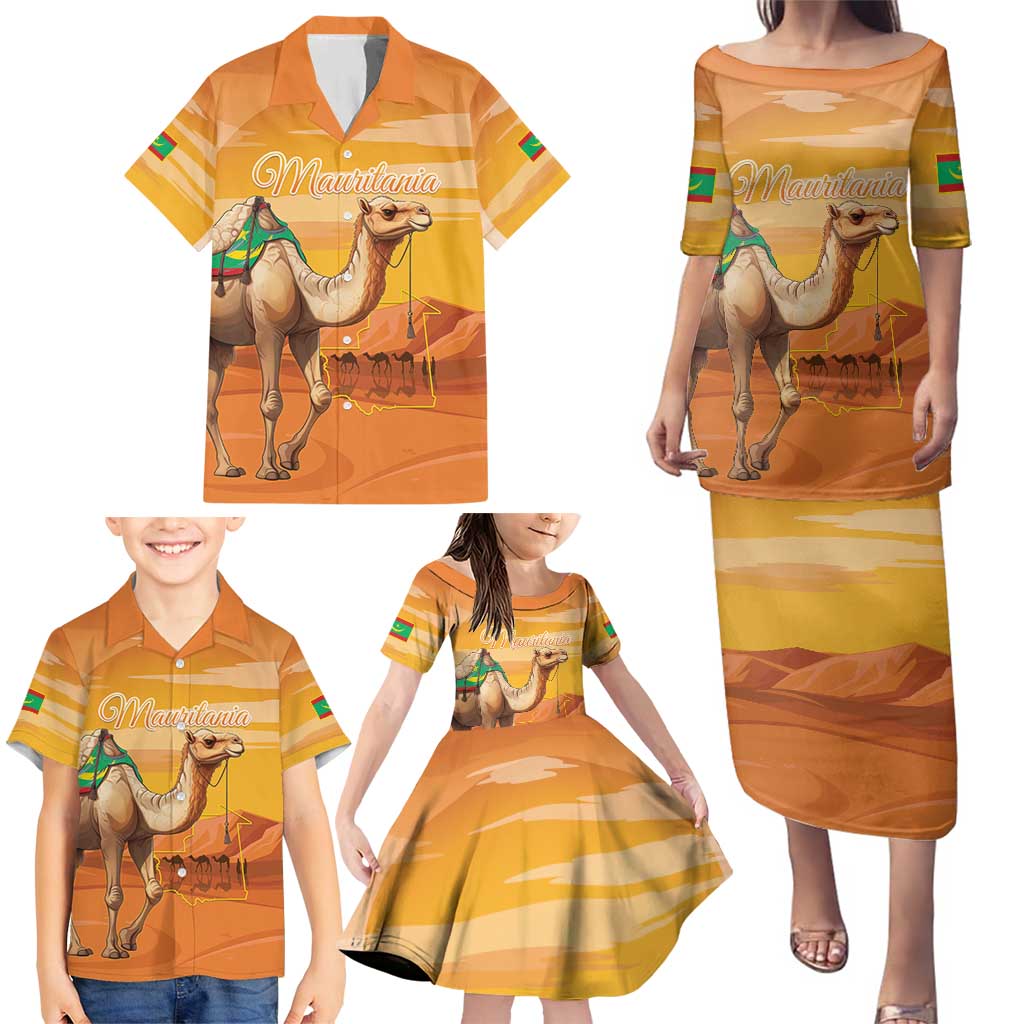 Personalized Mauritania Sahara Family Matching Puletasi and Hawaiian Shirt Camel With Map - Wonder Print Shop