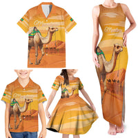 Personalized Mauritania Sahara Family Matching Tank Maxi Dress and Hawaiian Shirt Camel With Map - Wonder Print Shop