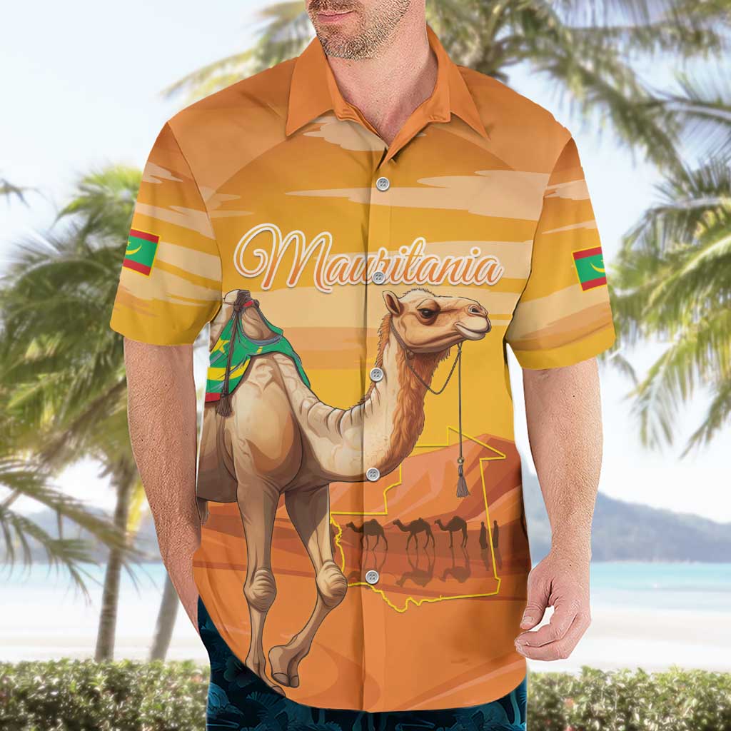 Personalized Mauritania Sahara Hawaiian Shirt Camel With Map - Wonder Print Shop