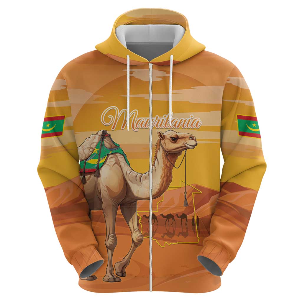 Personalized Mauritania Sahara Hoodie Camel With Map - Wonder Print Shop