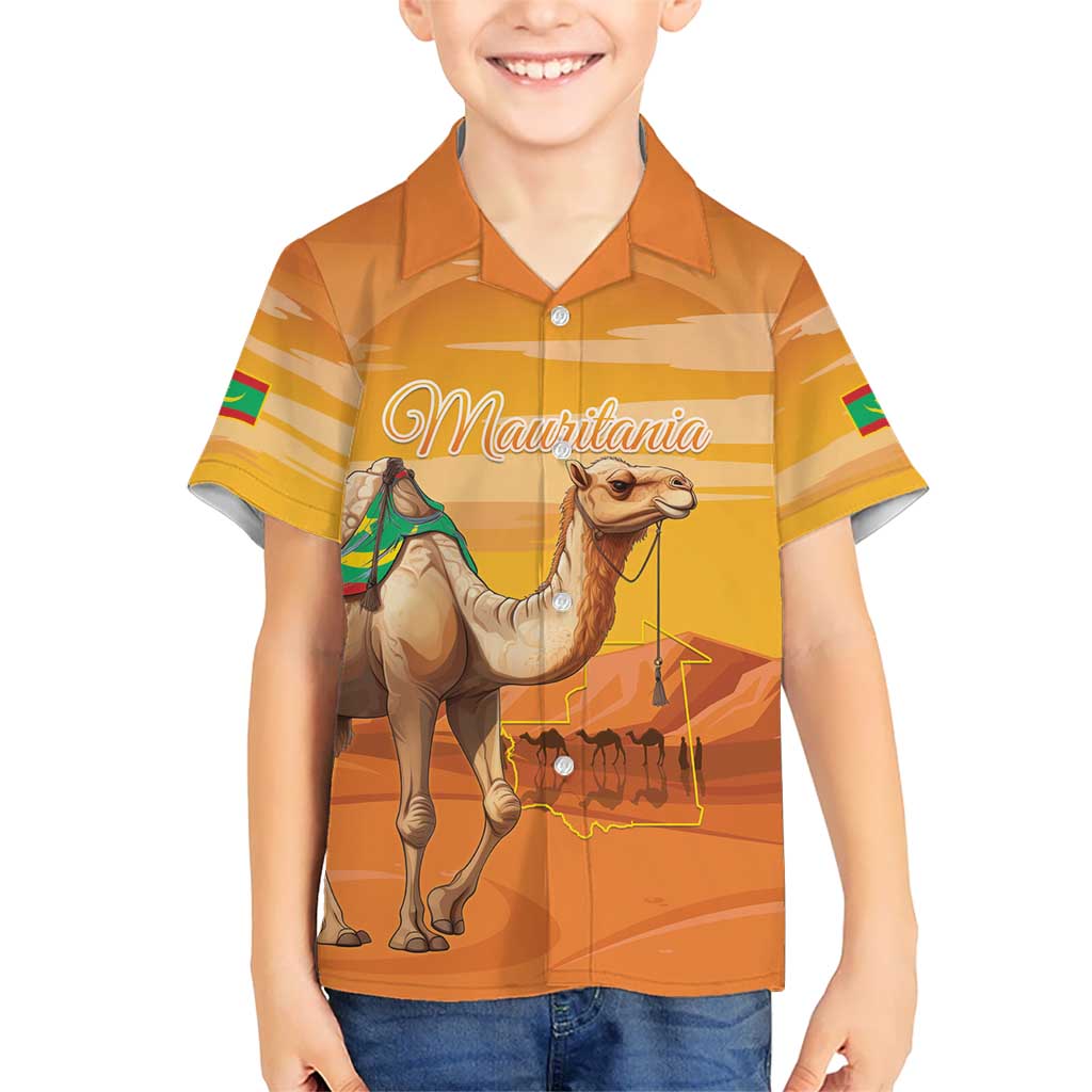 Personalized Mauritania Sahara Kid Hawaiian Shirt Camel With Map - Wonder Print Shop
