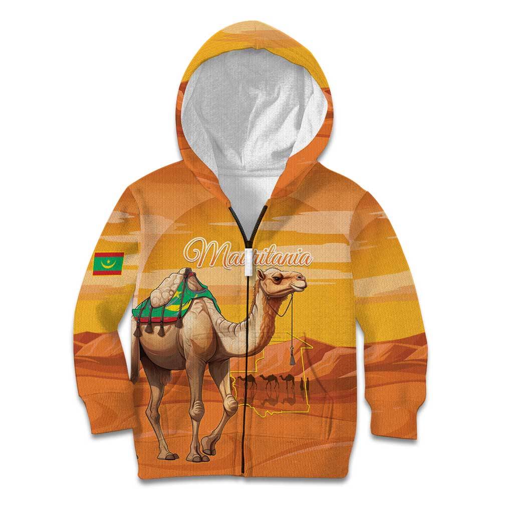 Personalized Mauritania Sahara Kid Hoodie Camel With Map - Wonder Print Shop