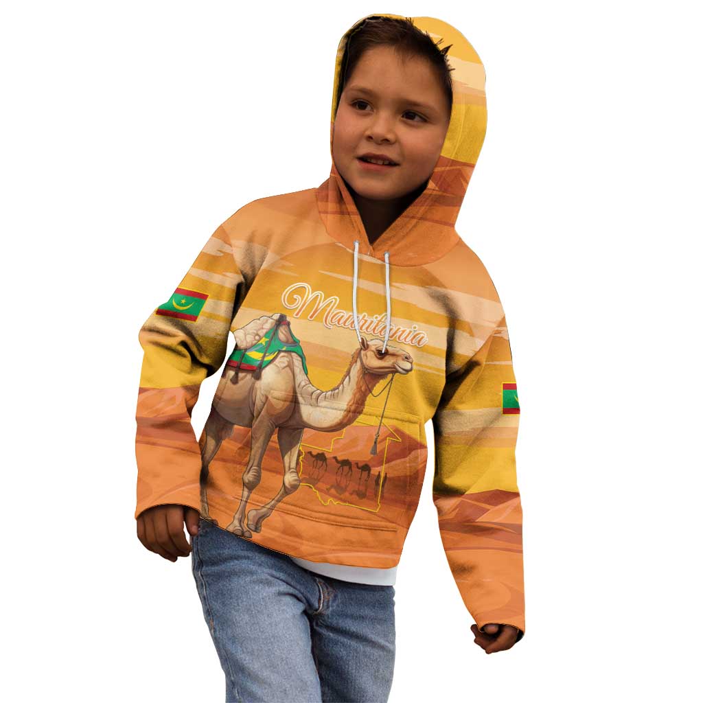Personalized Mauritania Sahara Kid Hoodie Camel With Map - Wonder Print Shop