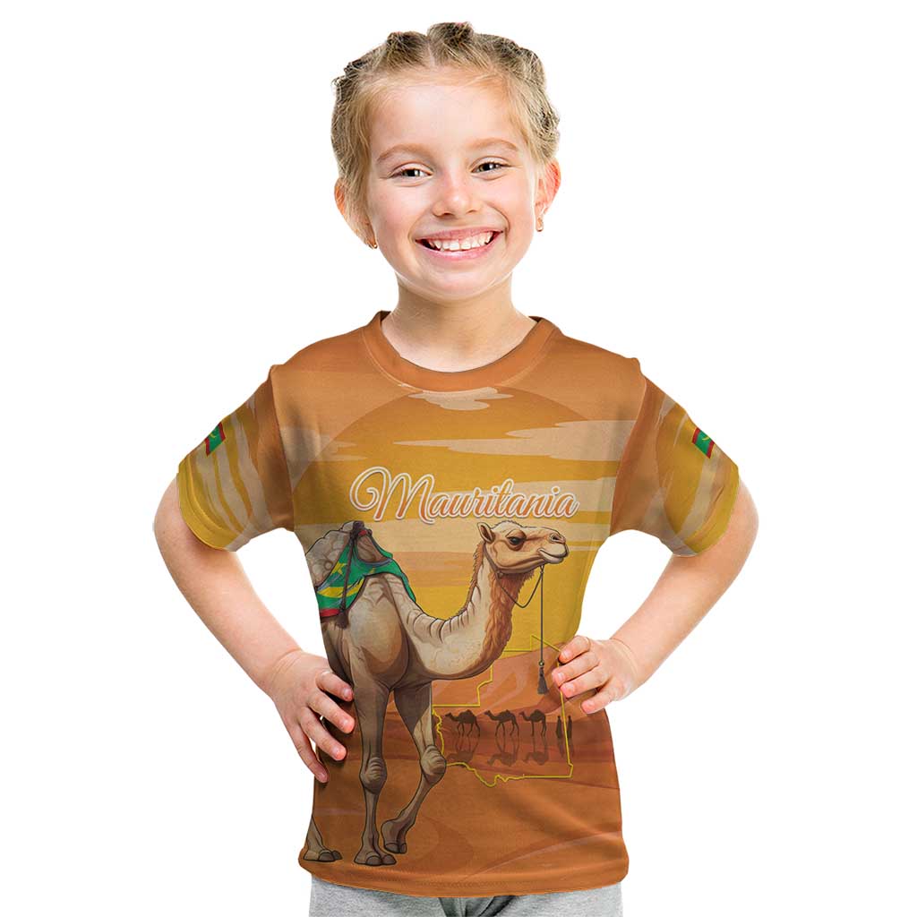 Personalized Mauritania Sahara Kid T Shirt Camel With Map - Wonder Print Shop