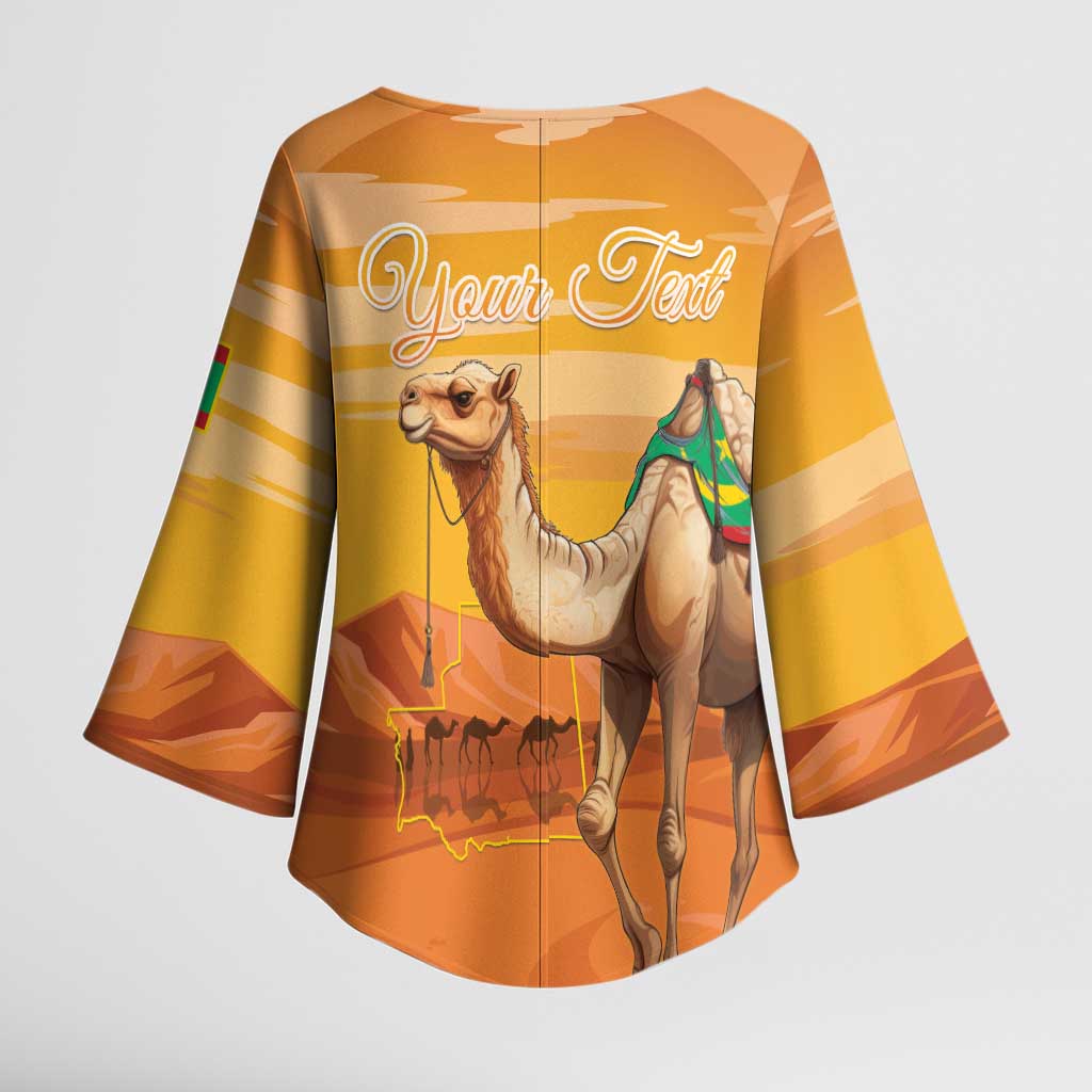 Personalized Mauritania Sahara Kimono Sleeve Blouse Camel With Map - Wonder Print Shop